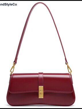 Genuine Glossy Cowhide Leather Evening Bag Hobo Handbag Underarm Shoulder Bag